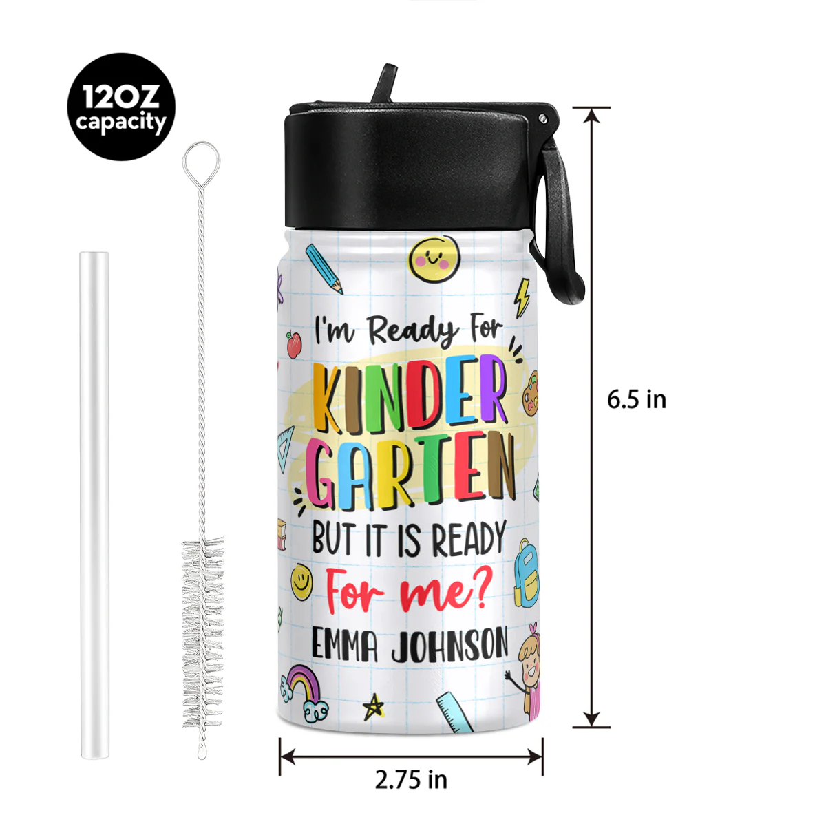 But Is It Ready For Me? - Personalized Kids Stainless Steel Water Bottle - Image 5