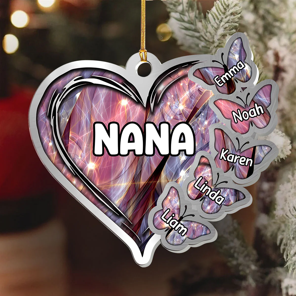 Butterflies Within Heart Grandma Mom - Personalized 1-Layer Acrylic Ornament - Image 6