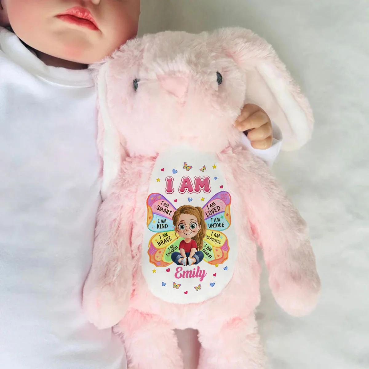 Butterfly Kid Affirmations - Personalized Stuffed Bunny - Image 6