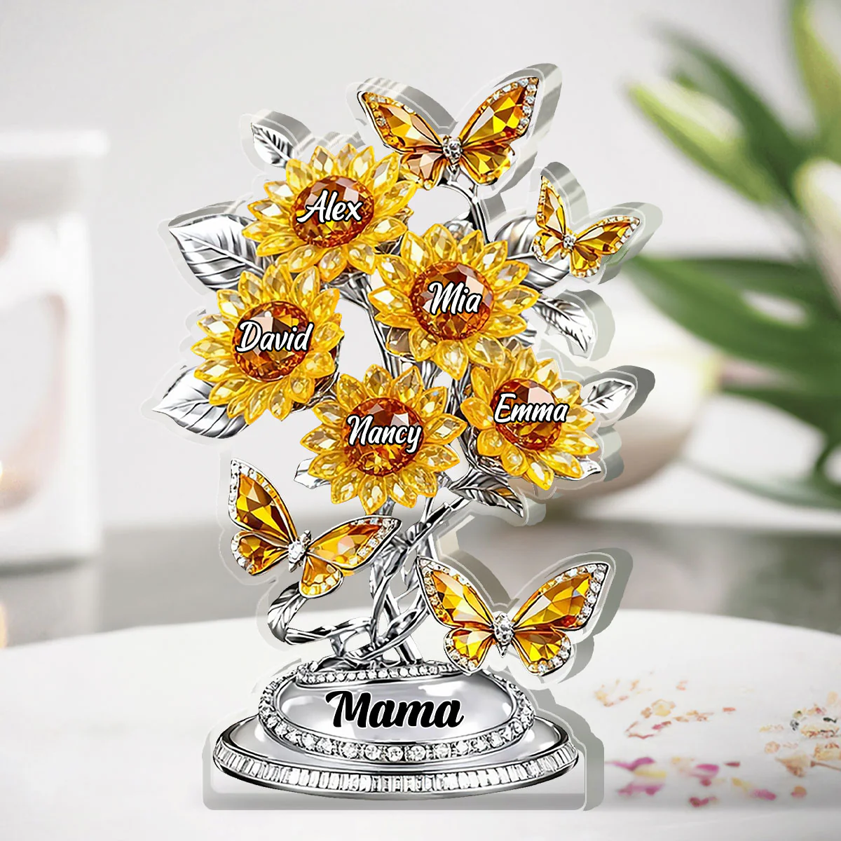 Butterfly Kisses And Sunflowers - Personalized Custom Shaped Acrylic Plaque