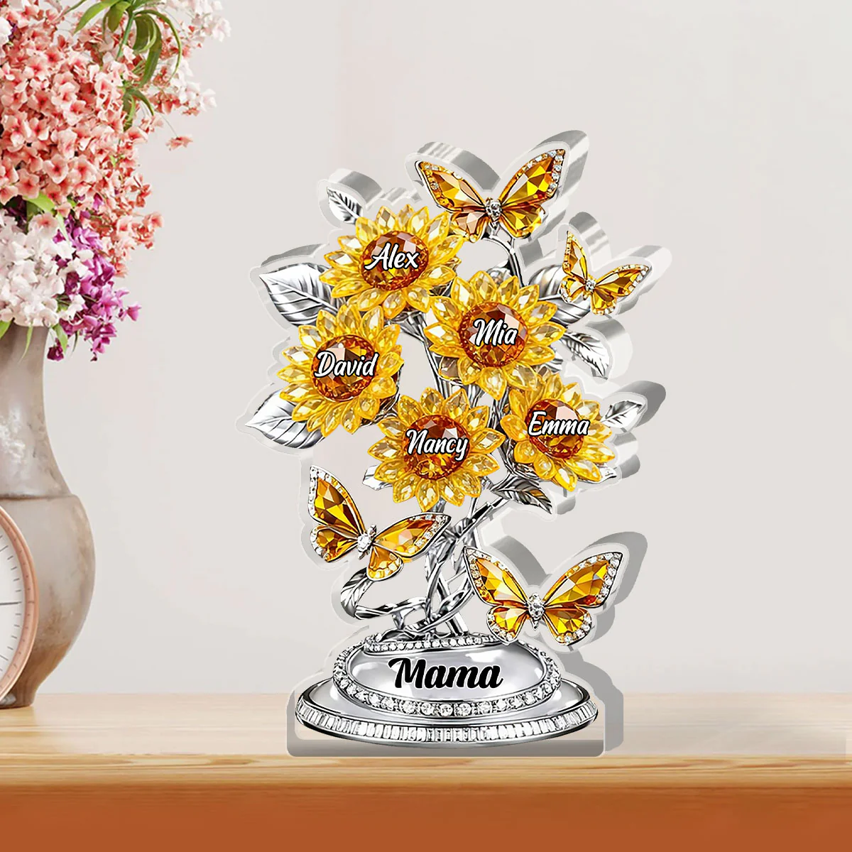 Butterfly Kisses And Sunflowers - Personalized Custom Shaped Acrylic Plaque - Image 2