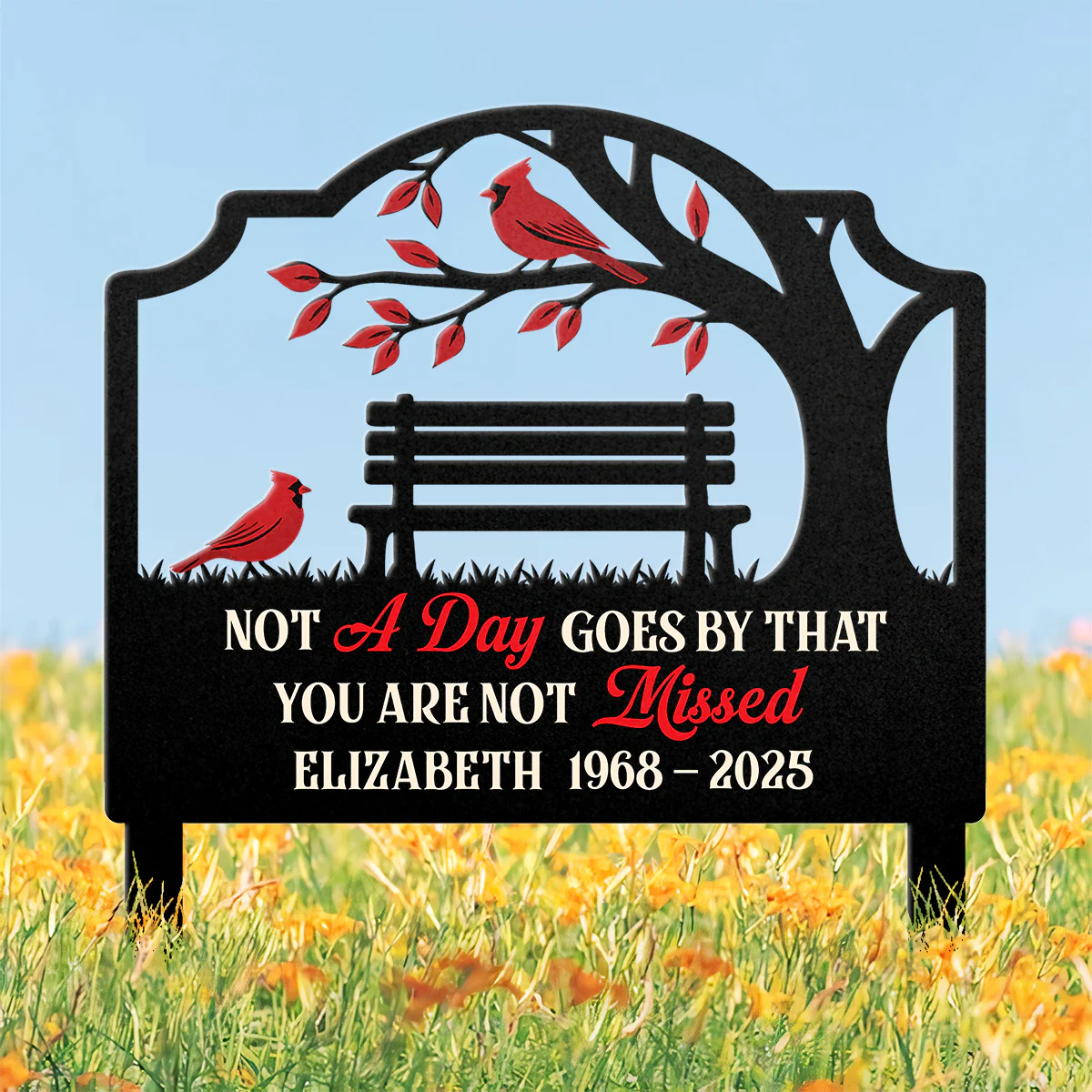 Butterfly Tribute Heart - Personalized Metal Garden Stake - Image 4