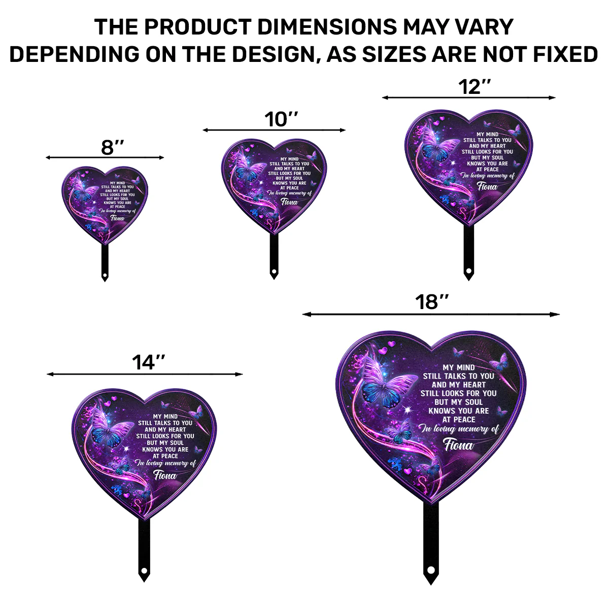 Butterfly Tribute Heart - Personalized Metal Garden Stake - Image 6