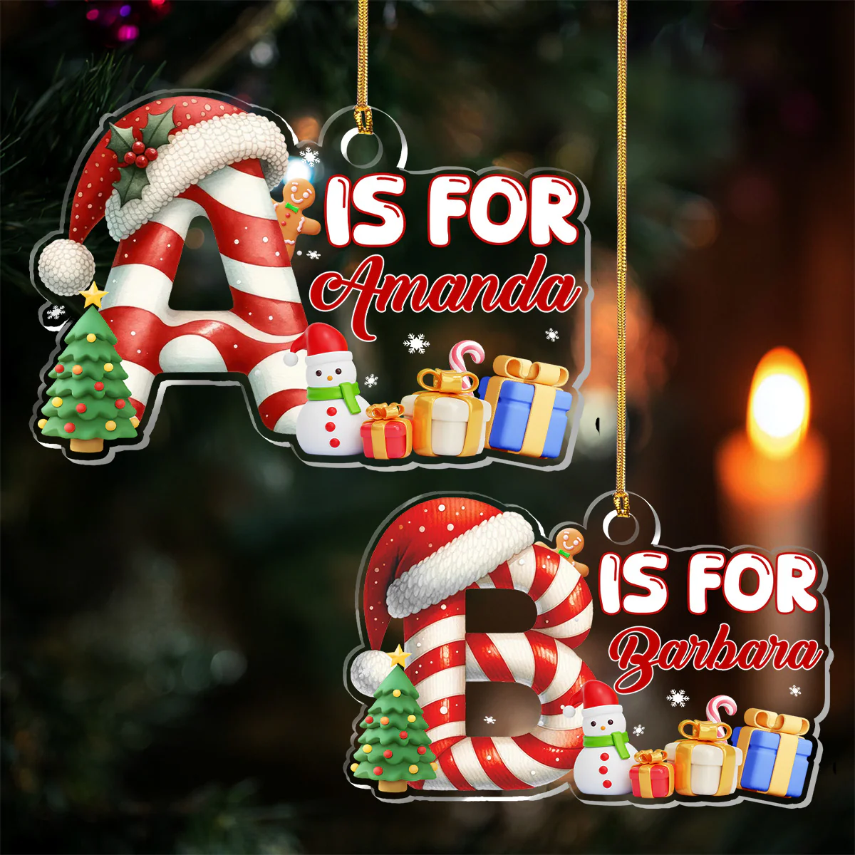 C Is For Candy 2 - Personalized 1-Layer Acrylic Ornament - Image 2