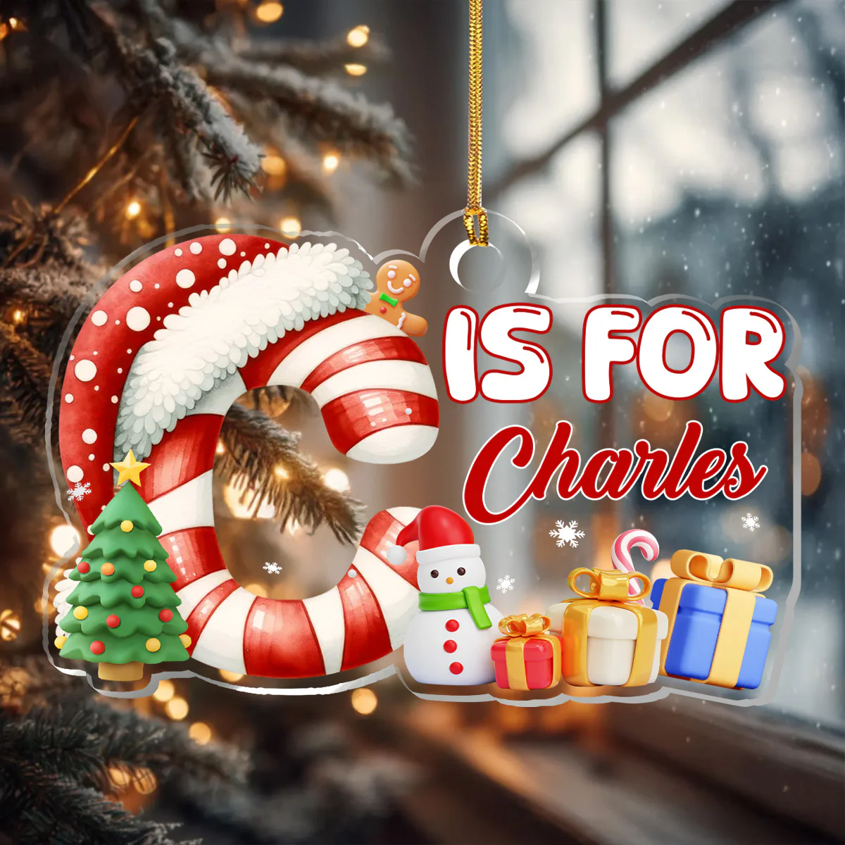 C Is For Candy 2 - Personalized 1-Layer Acrylic Ornament - Image 3