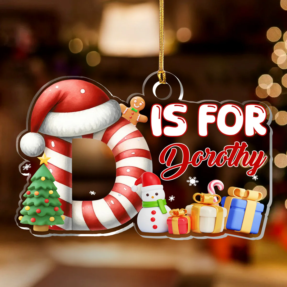 C Is For Candy 2 - Personalized 1-Layer Acrylic Ornament - Image 4