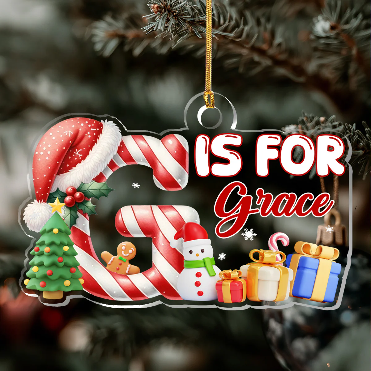 C Is For Candy 2 - Personalized 1-Layer Acrylic Ornament - Image 5