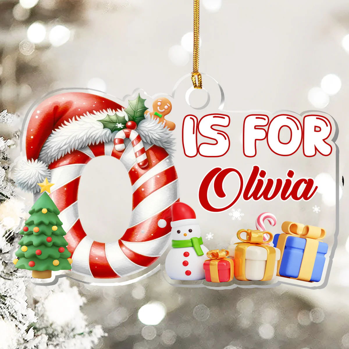C Is For Candy 2 - Personalized 1-Layer Acrylic Ornament - Image 7