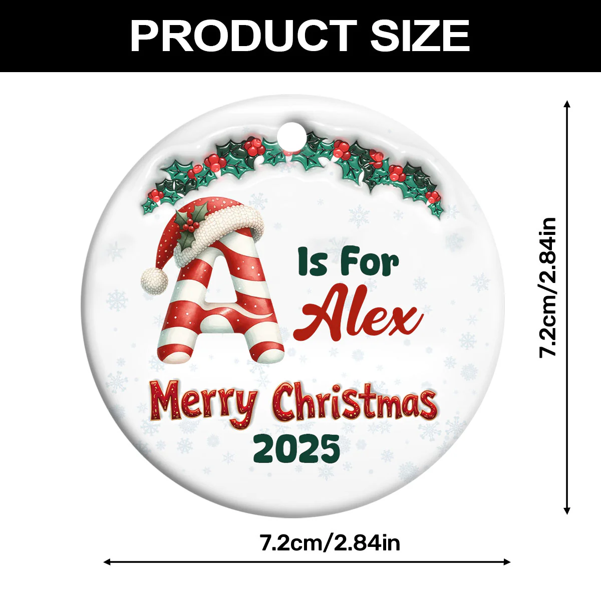 C Is For Candy - Personalized Round Shaped Ceramic Ornament - Image 7
