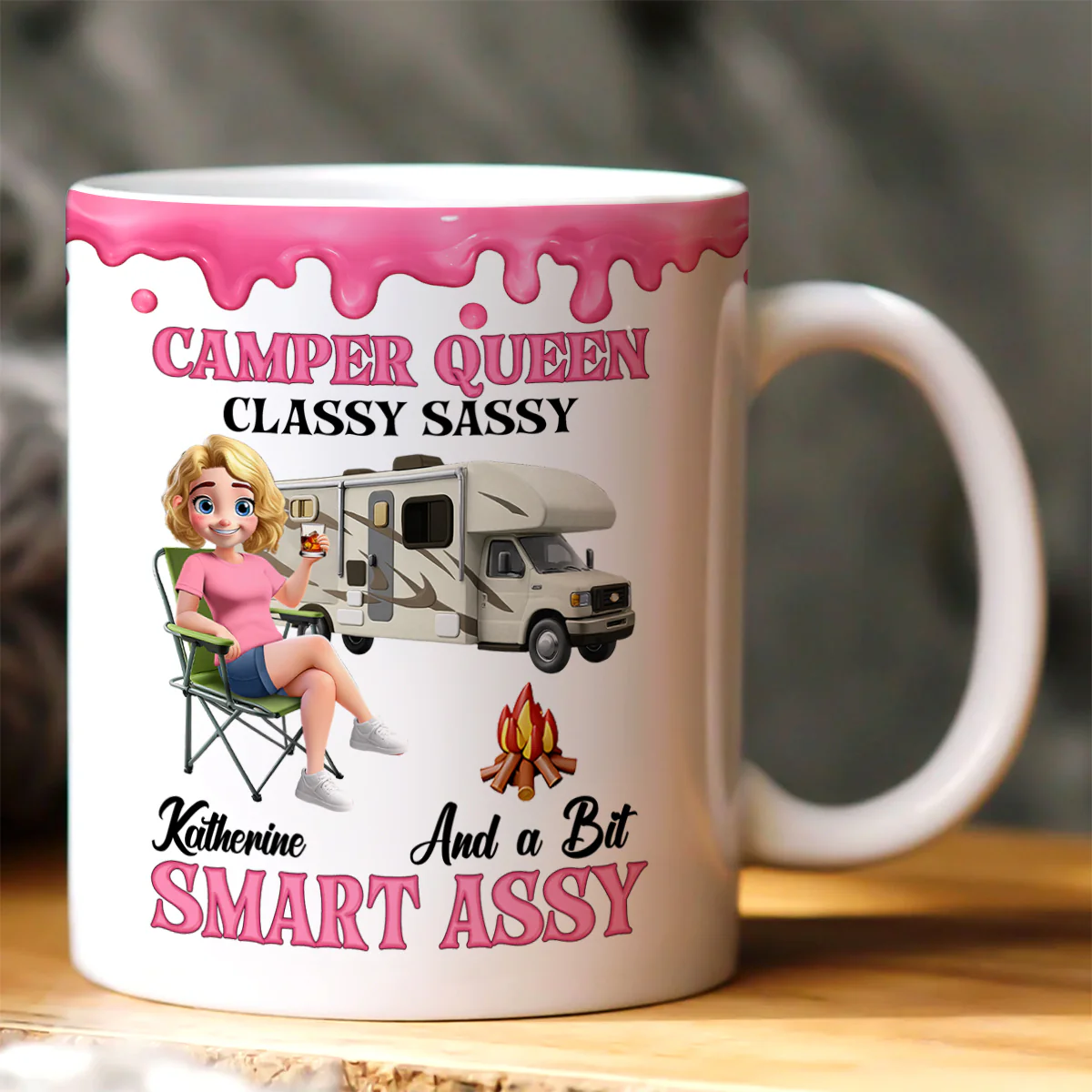 Camper Queen Classy Sassy - Personalized Ceramic Coffee Mug