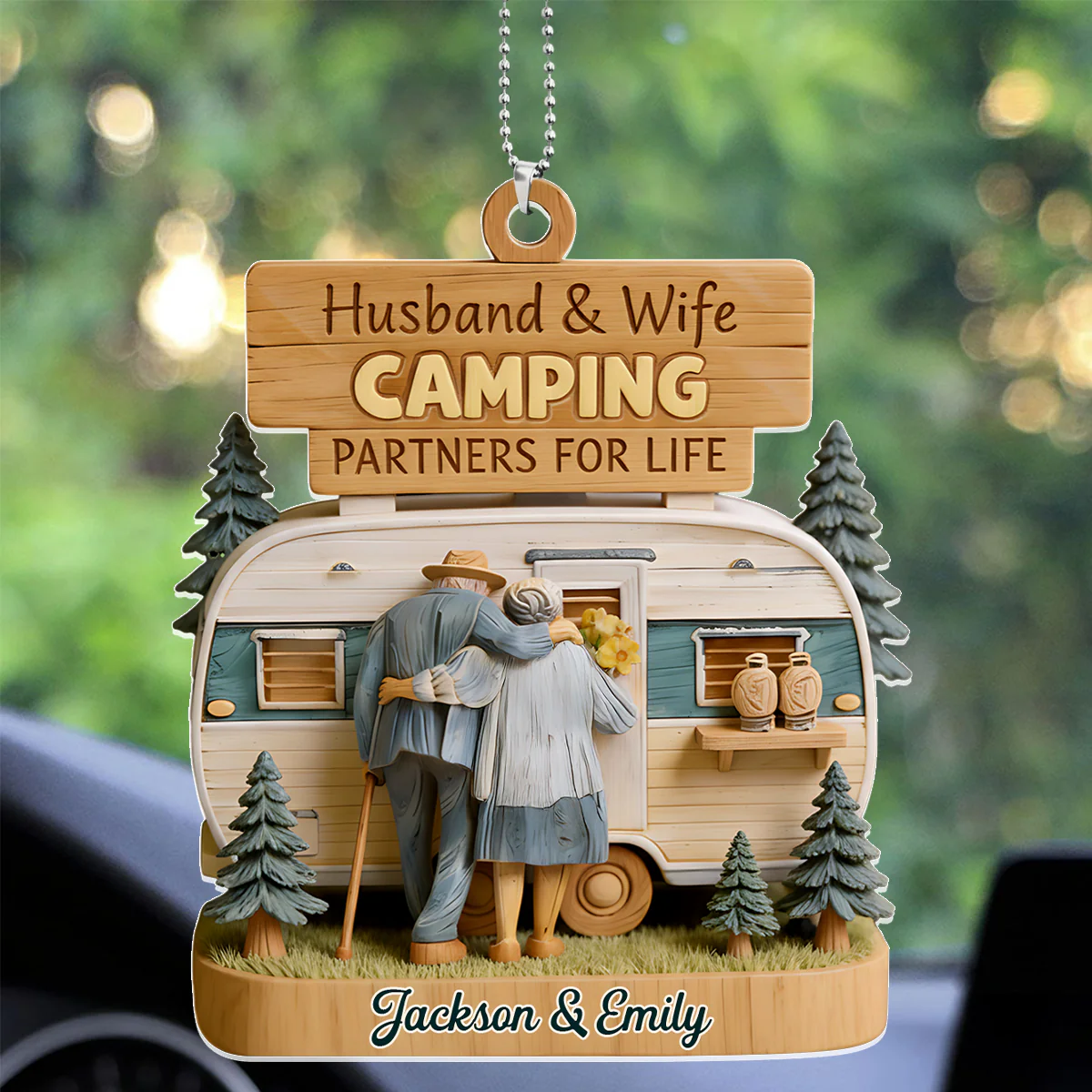 Camping Partners For Life - Personalized Car Acrylic Hanging Ornament - Image 3