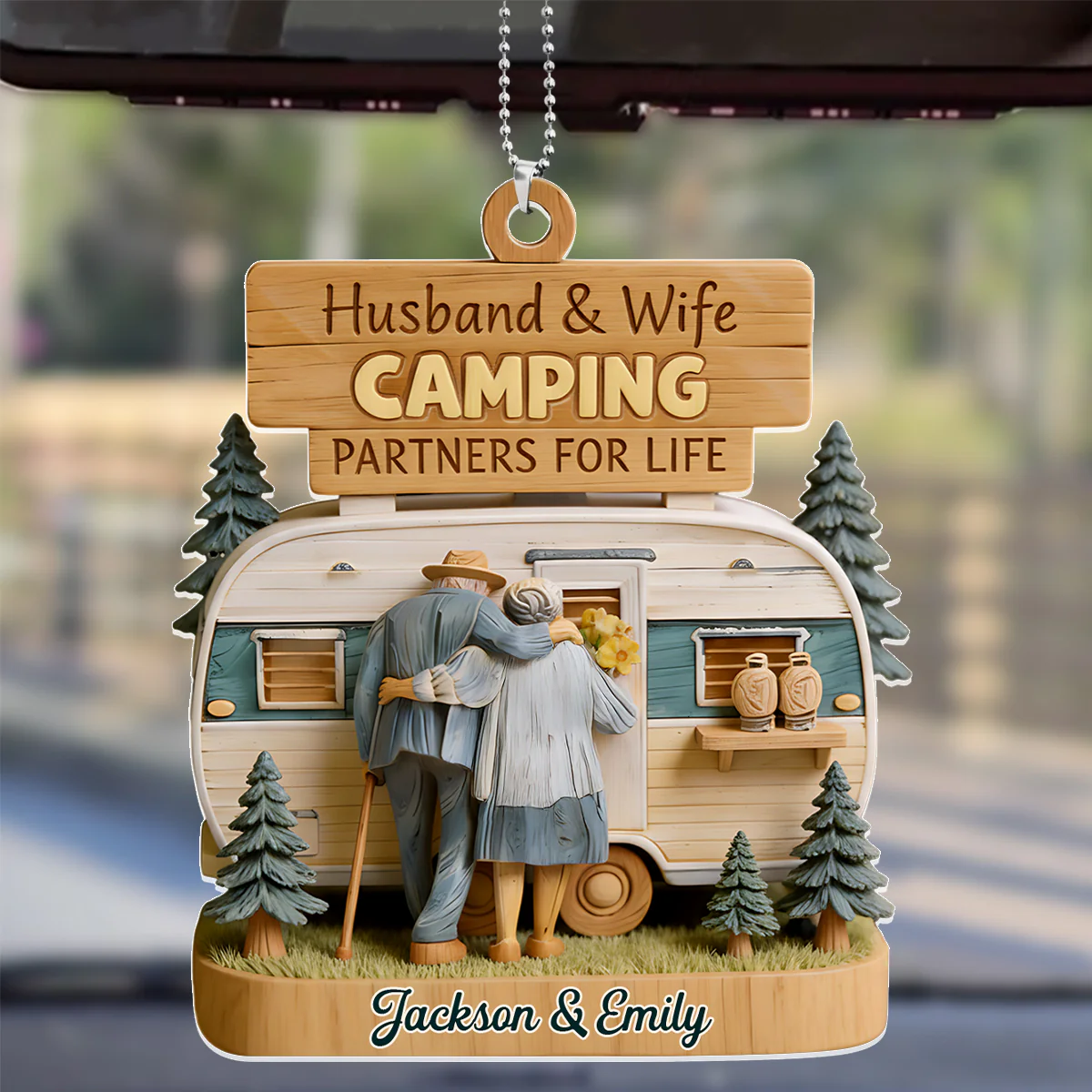 Camping Partners For Life - Personalized Car Acrylic Hanging Ornament - Image 4