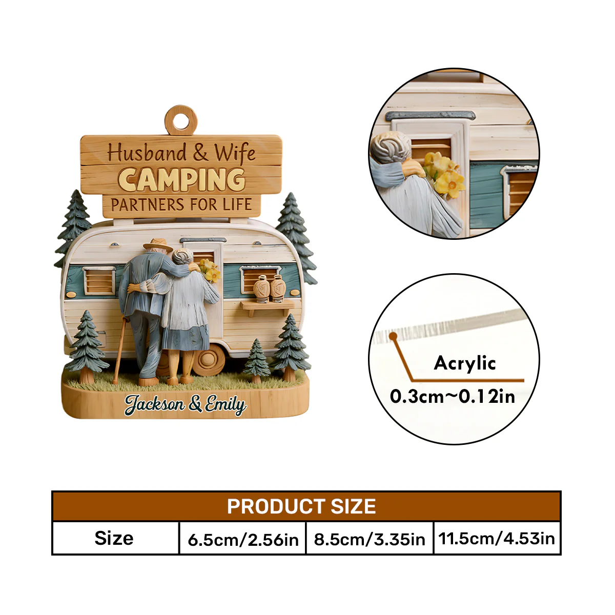 Camping Partners For Life - Personalized Car Acrylic Hanging Ornament - Image 5