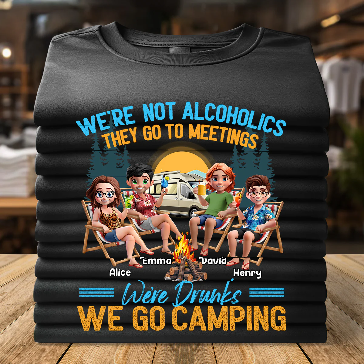 Camping We're Drunks - Personalized 2D Unisex T-shirt - Image 2