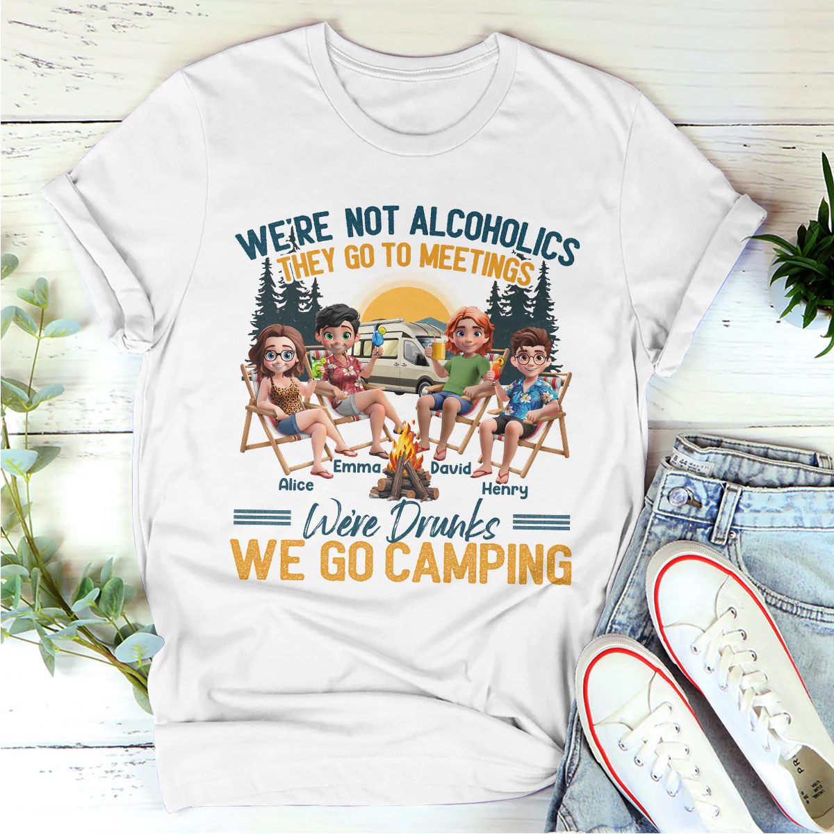 Camping We're Drunks - Personalized 2D Unisex T-shirt - Image 4