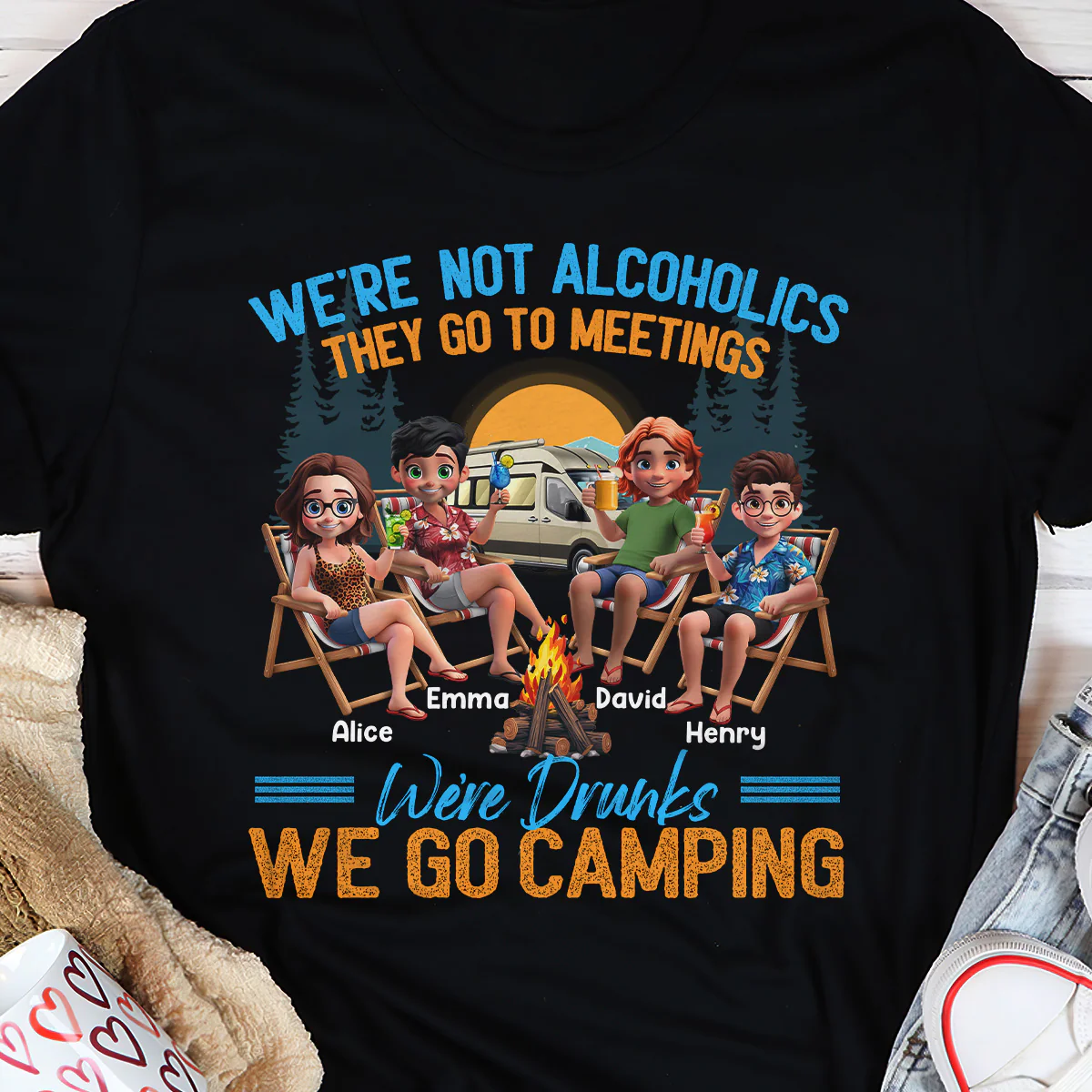 Camping We're Drunks - Personalized 2D Unisex T-shirt - Image 5