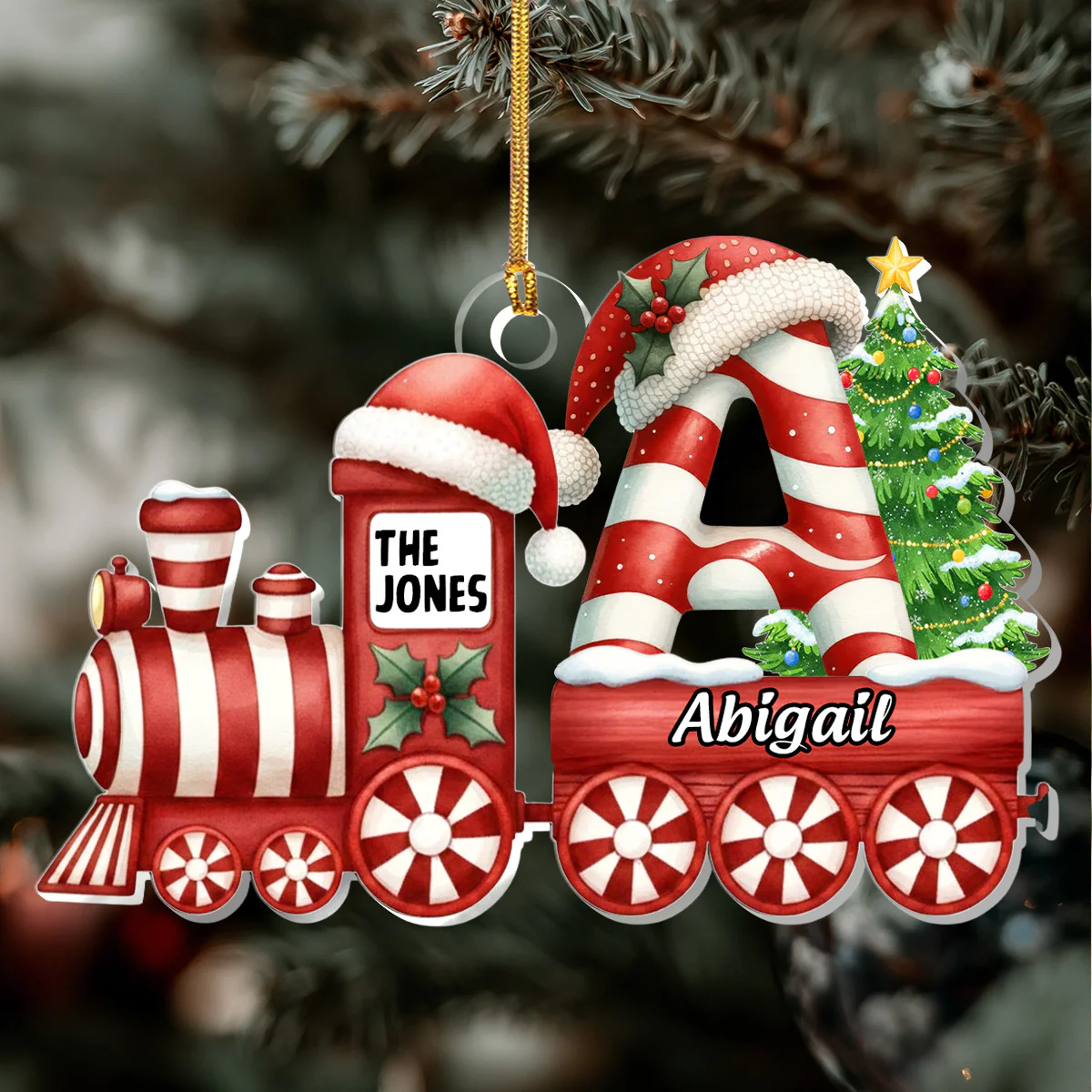 Candy Family Train - Personalized 1-Layer Acrylic Ornament - Image 5