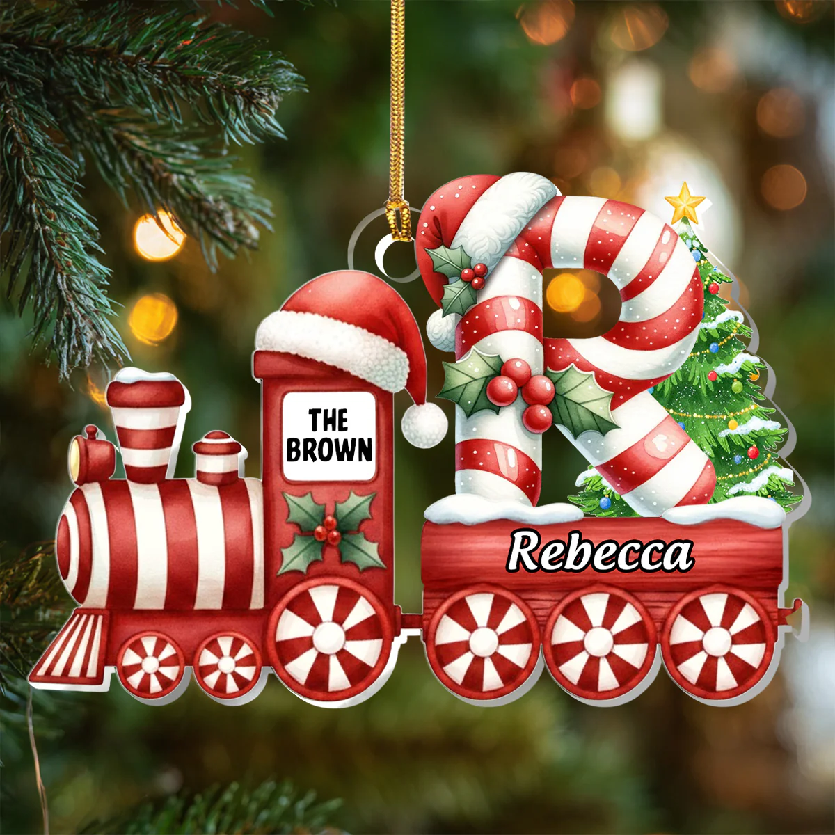 Candy Family Train - Personalized 1-Layer Acrylic Ornament - Image 6