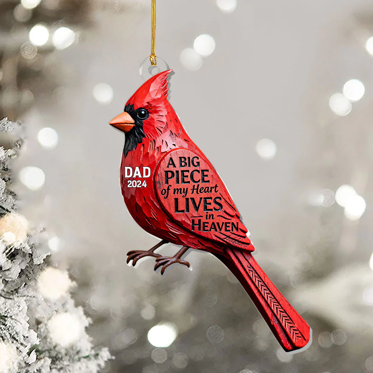 Cardinal A Big Piece Of My Heart Lives In Heaven - Personalized 1-Layer Acrylic Ornament