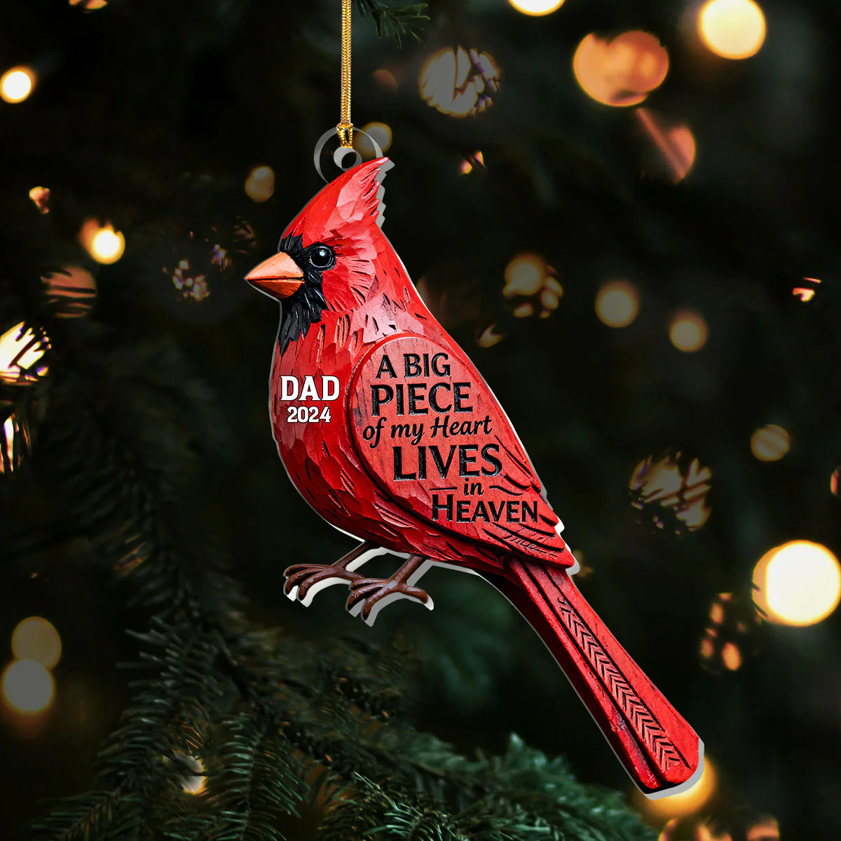 Cardinal A Big Piece Of My Heart Lives In Heaven - Personalized 1-Layer Acrylic Ornament - Image 2