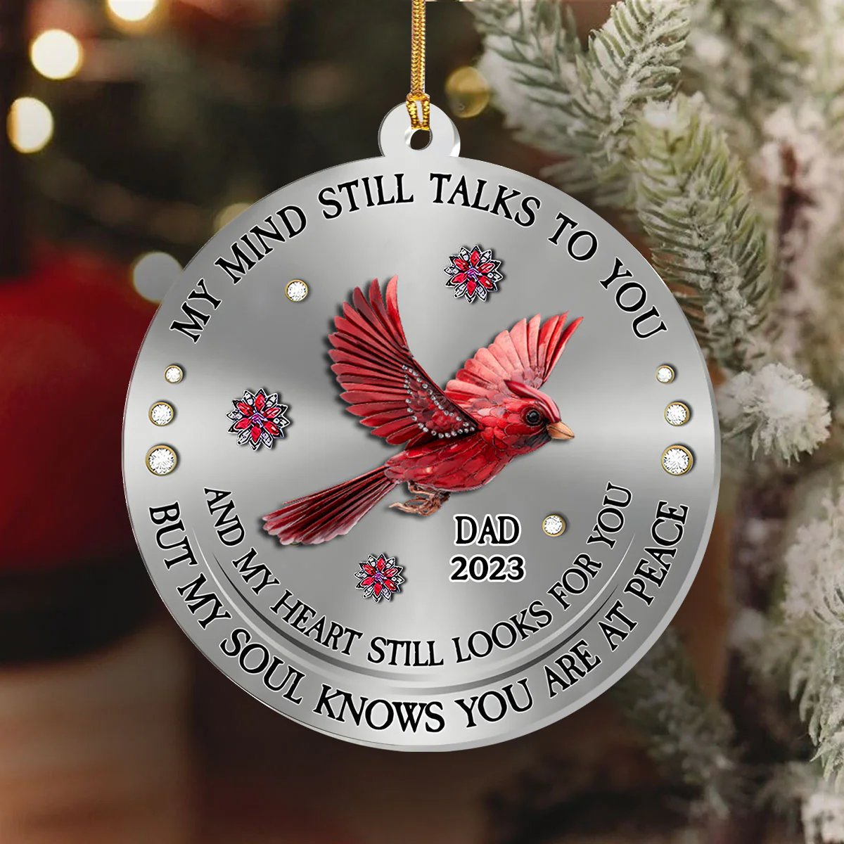 Cardinal Bird My Mind My Heart My Soul - Personalized 1-Layer Acrylic Ornament - Image 6
