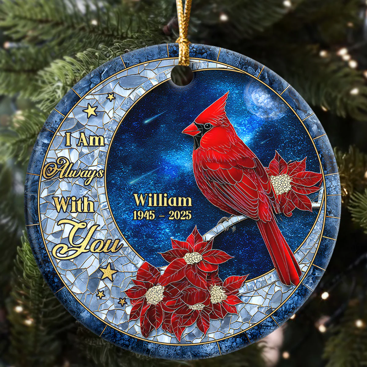 Cardinal From Heaven - Personalized Round Shaped Ceramic Ornament - Image 5