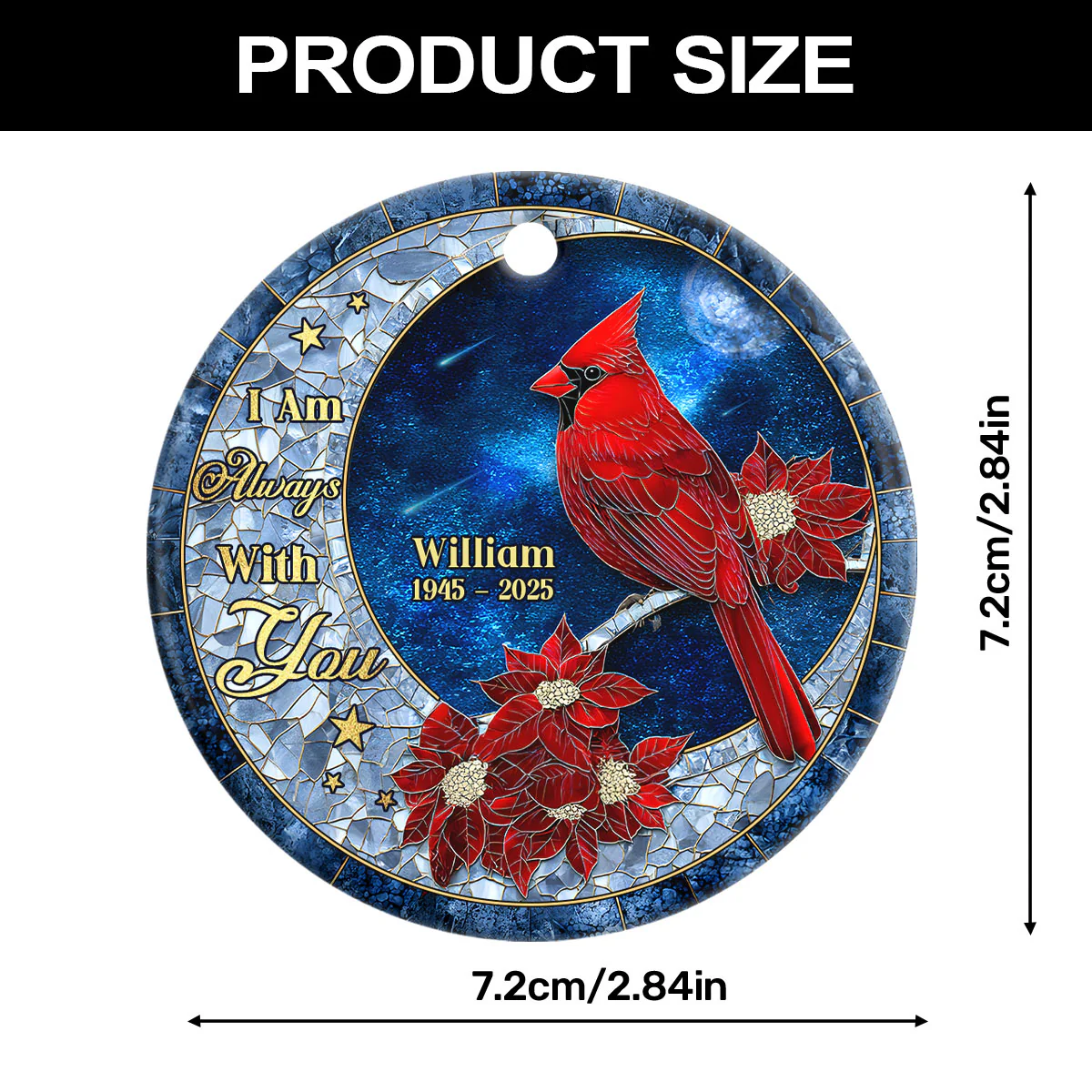 Cardinal From Heaven - Personalized Round Shaped Ceramic Ornament - Image 7