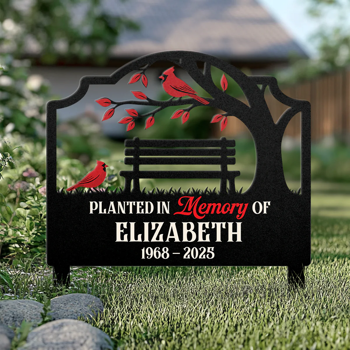 Cardinal Haven - Personalized Metal Garden Stake - Image 3