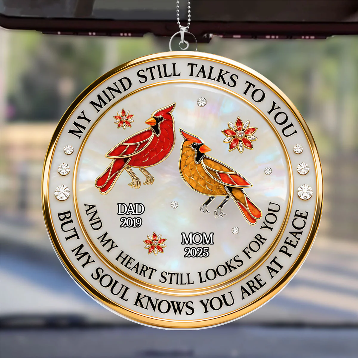 Cardinal Hummingbird My Mind My Heart My Soul - Personalized Car Acrylic Hanging Ornament - Image 4