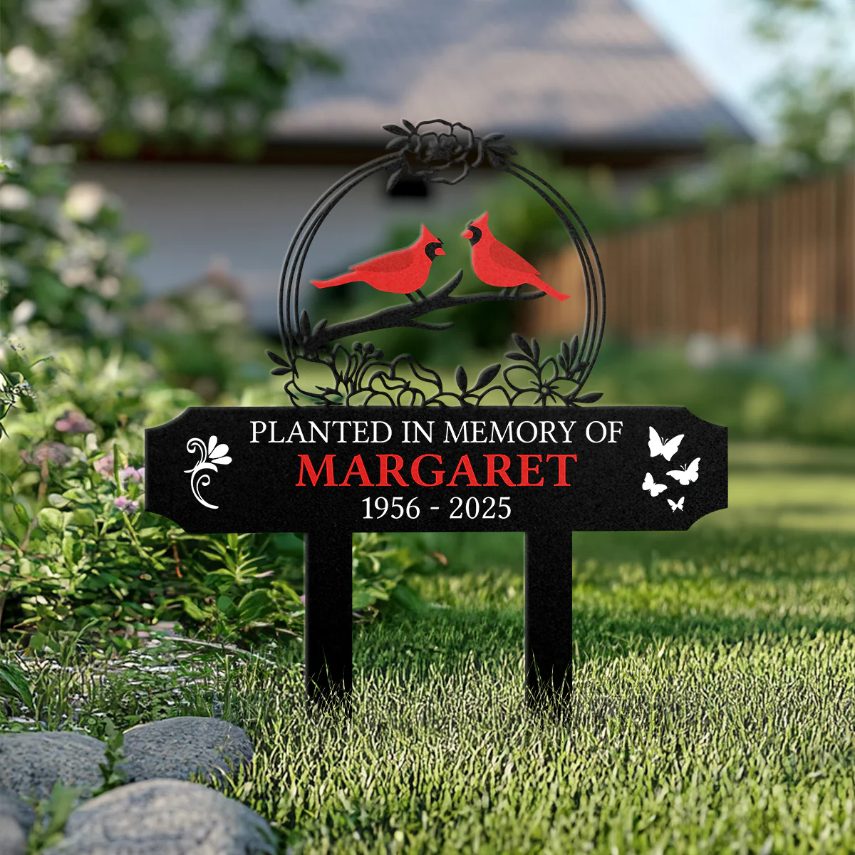 Cardinal Memorial - Personalized Metal Garden Stake - Image 3