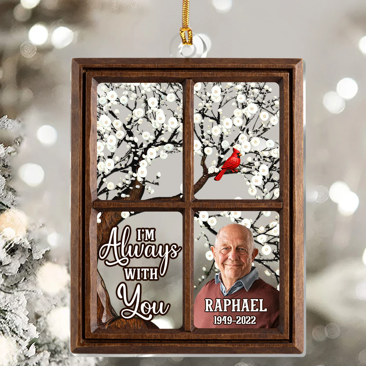 Cardinal Window I'm Always With You - Personalized 1-Layer Acrylic Ornament - Image 5
