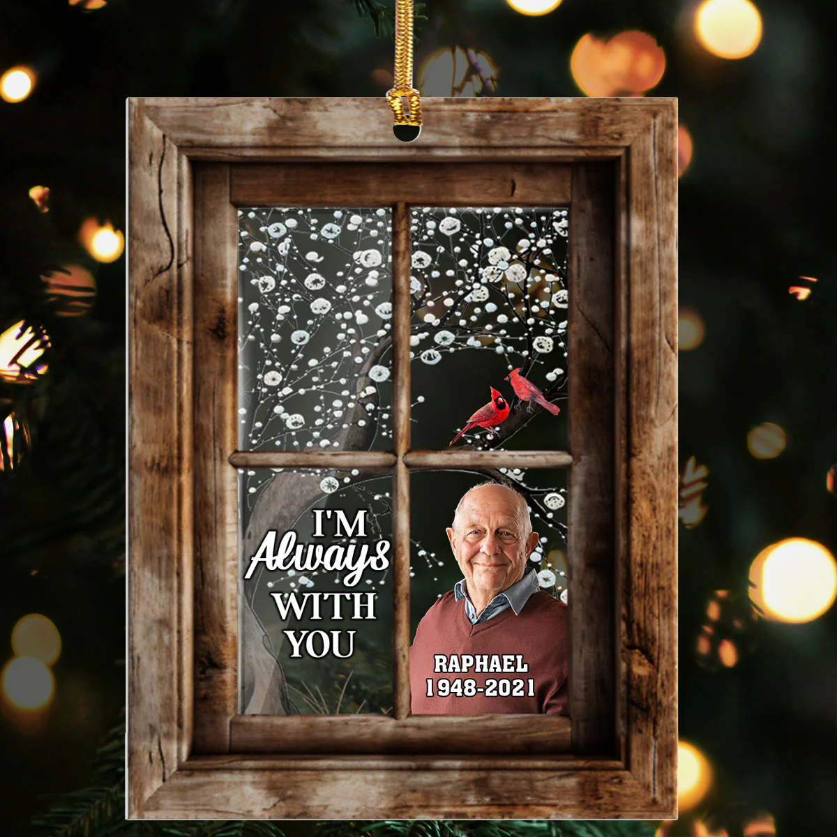 Cardinal Window - Personalized 1-Layer Acrylic Ornament