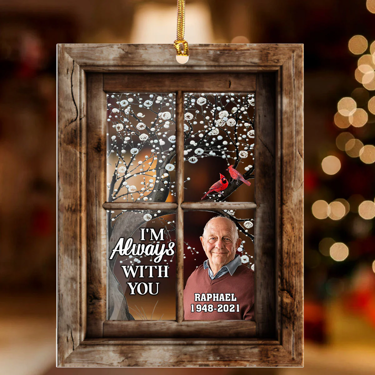 Cardinal Window - Personalized 1-Layer Acrylic Ornament - Image 2