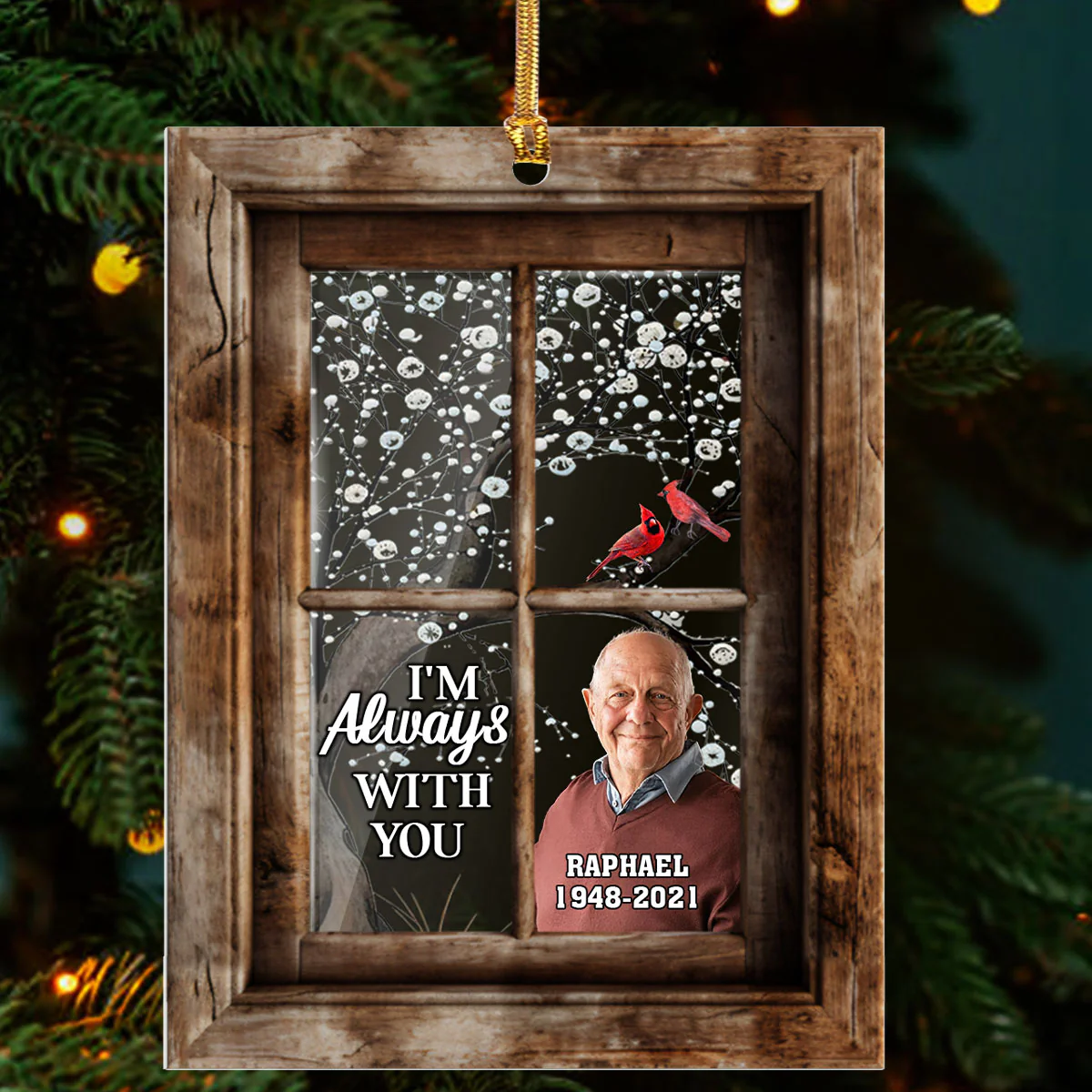 Cardinal Window - Personalized 1-Layer Acrylic Ornament - Image 3