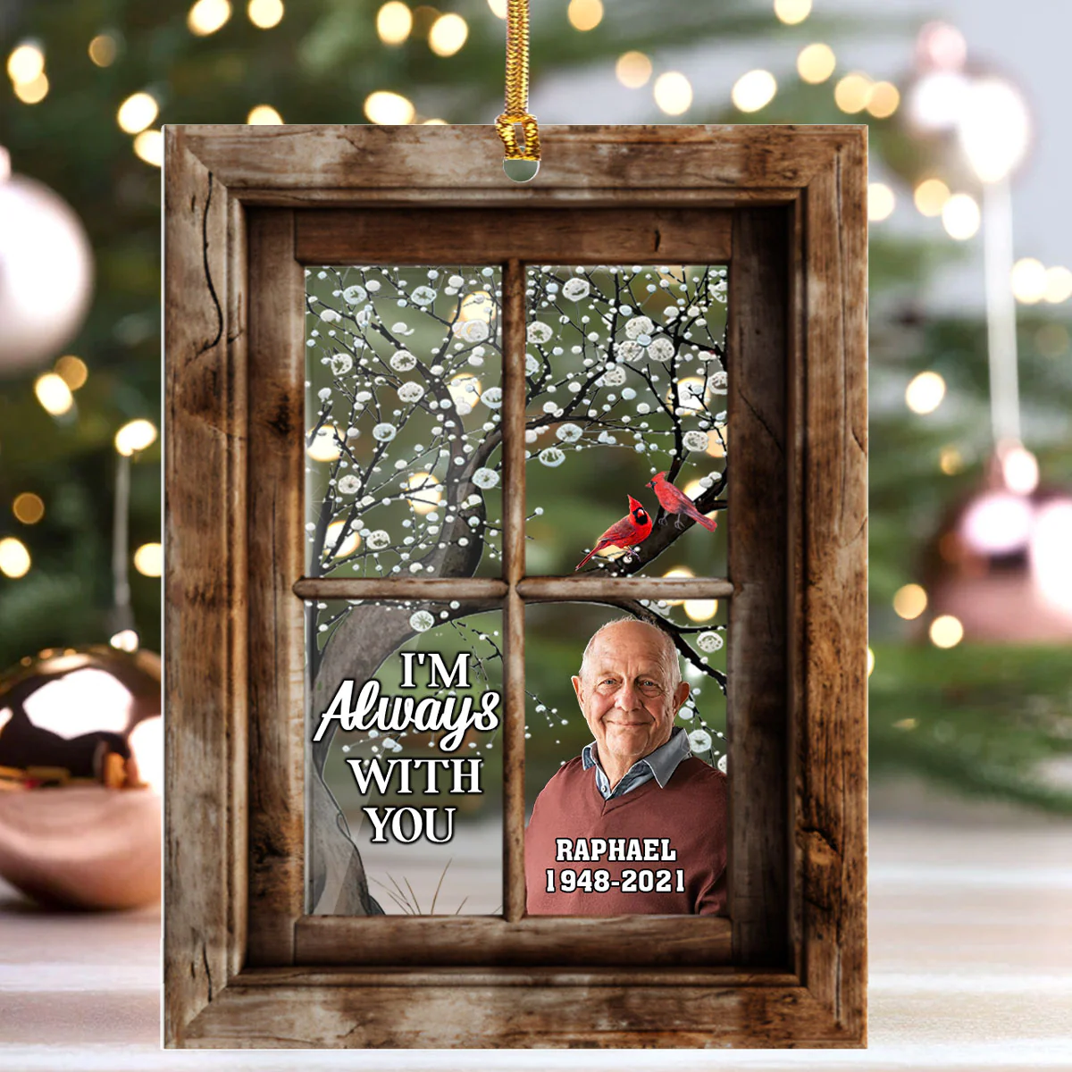 Cardinal Window - Personalized 1-Layer Acrylic Ornament - Image 4