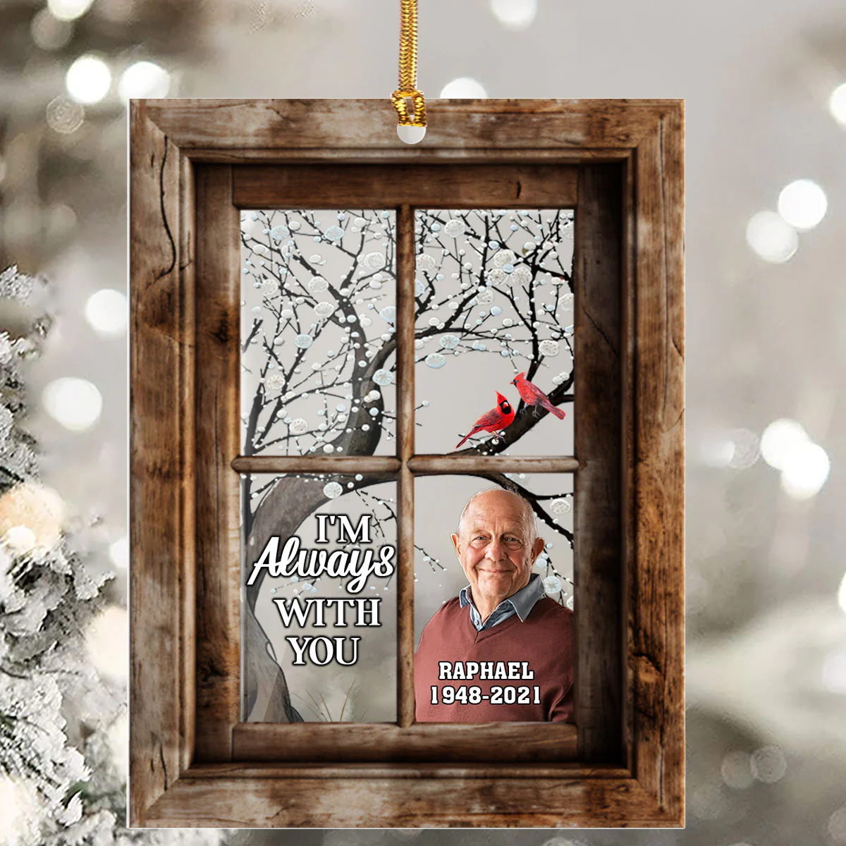 Cardinal Window - Personalized 1-Layer Acrylic Ornament - Image 5