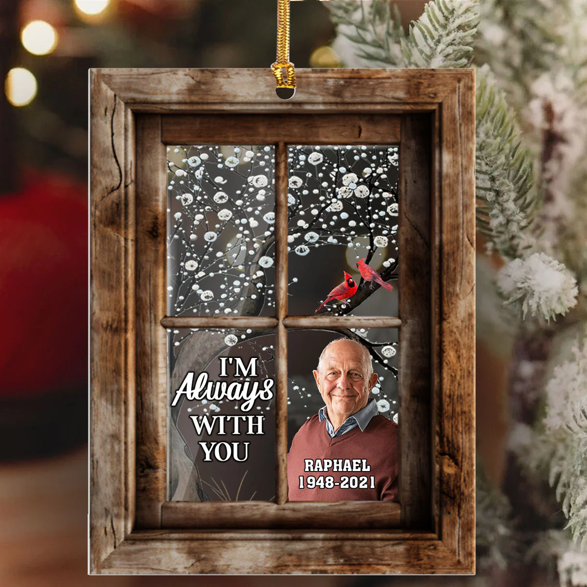 Cardinal Window - Personalized 1-Layer Acrylic Ornament - Image 6