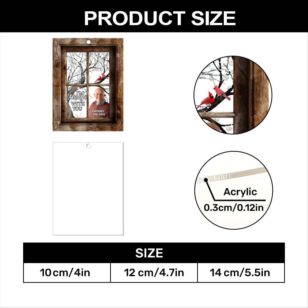 Cardinal Window - Personalized 1-Layer Acrylic Ornament - Image 7