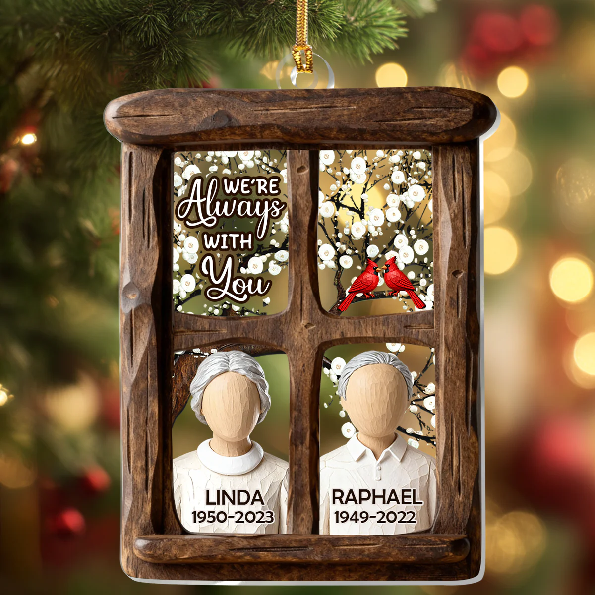 Cardinals Always With You - Personalized 1-Layer Acrylic Ornament - Image 4
