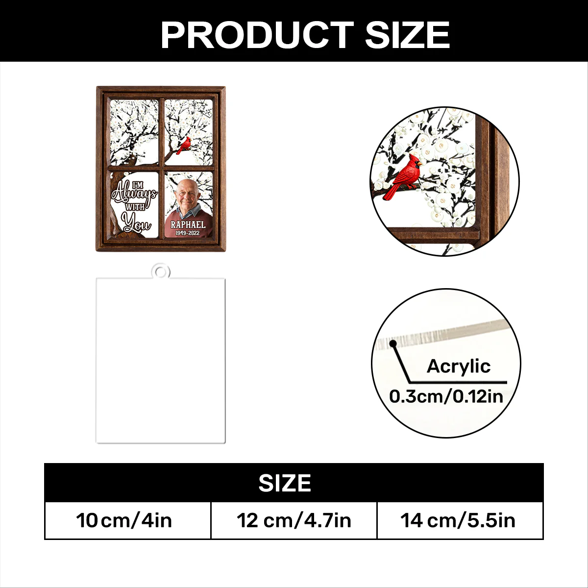 Cardinals Always With You - Personalized 1-Layer Acrylic Ornament - Image 7