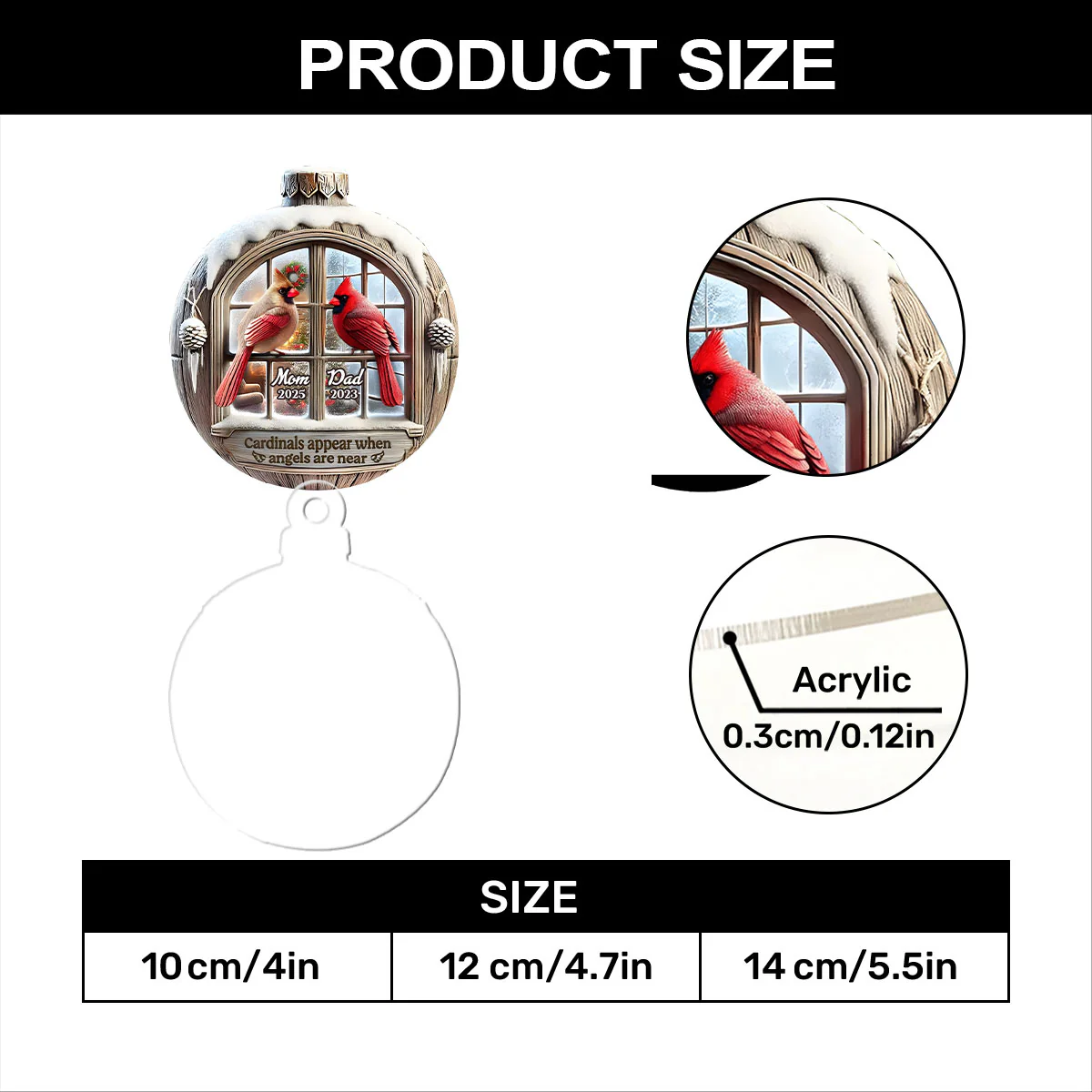 Cardinals Appear When Angels Are Near - Personalized 1-Layer Acrylic Ornament - Image 7