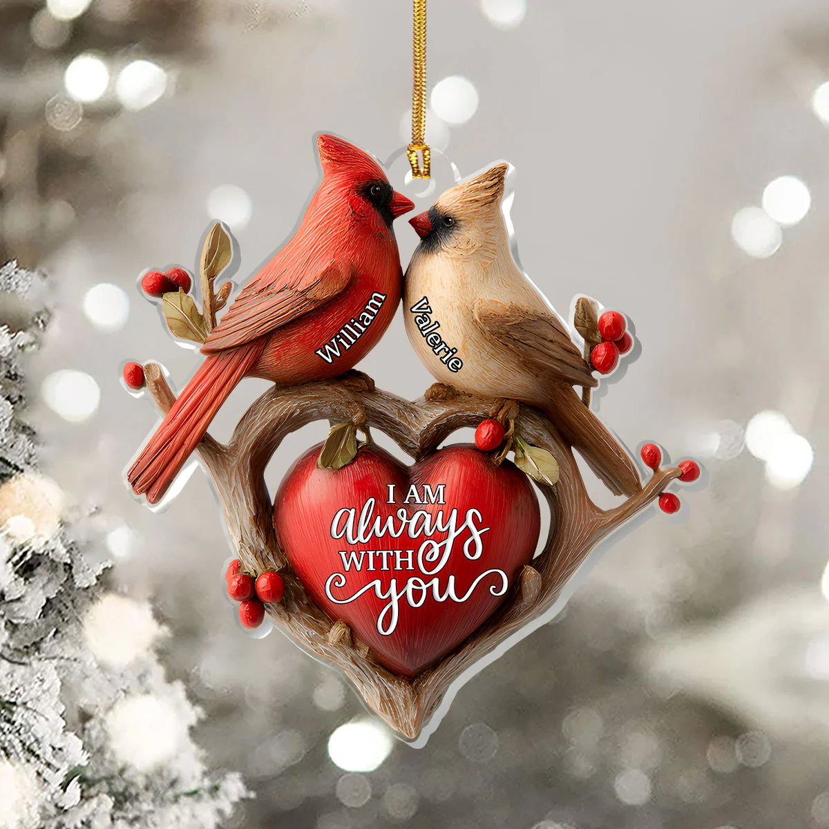 Cardinals Of Love - Personalized 1-Layer Acrylic Ornament - Image 5