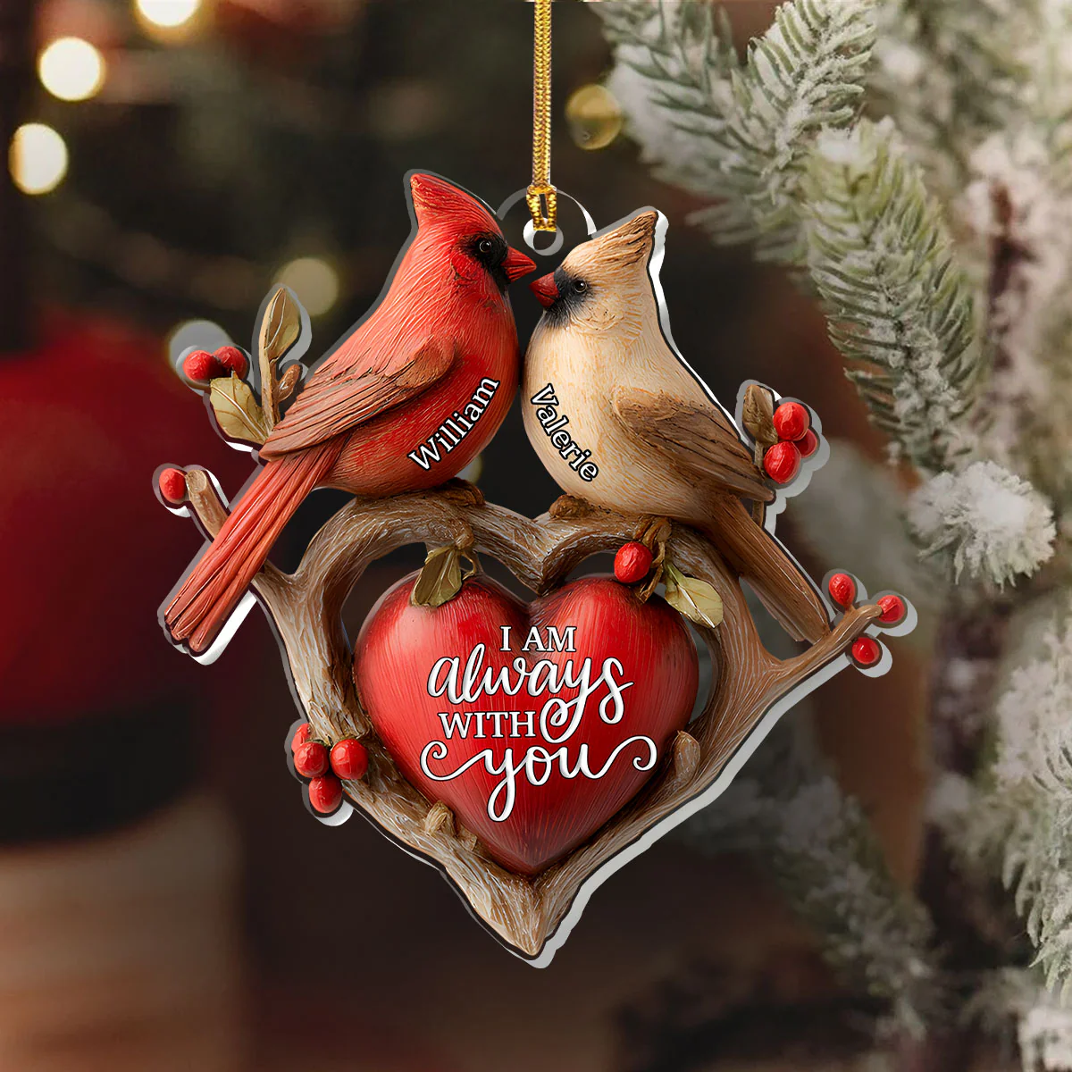 Cardinals Of Love - Personalized 1-Layer Acrylic Ornament - Image 6