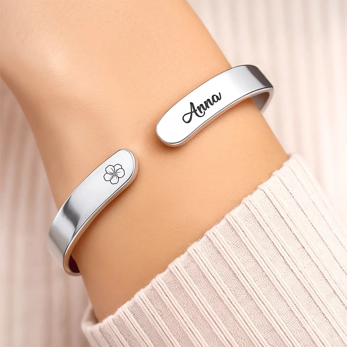Carry Me In Your Heart - Personalized Cuff Bangle Bracelet With Box - Image 3