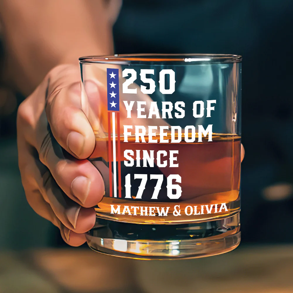 CELEBRATE 250 - Personalized Round Whiskey Glass - Image 3