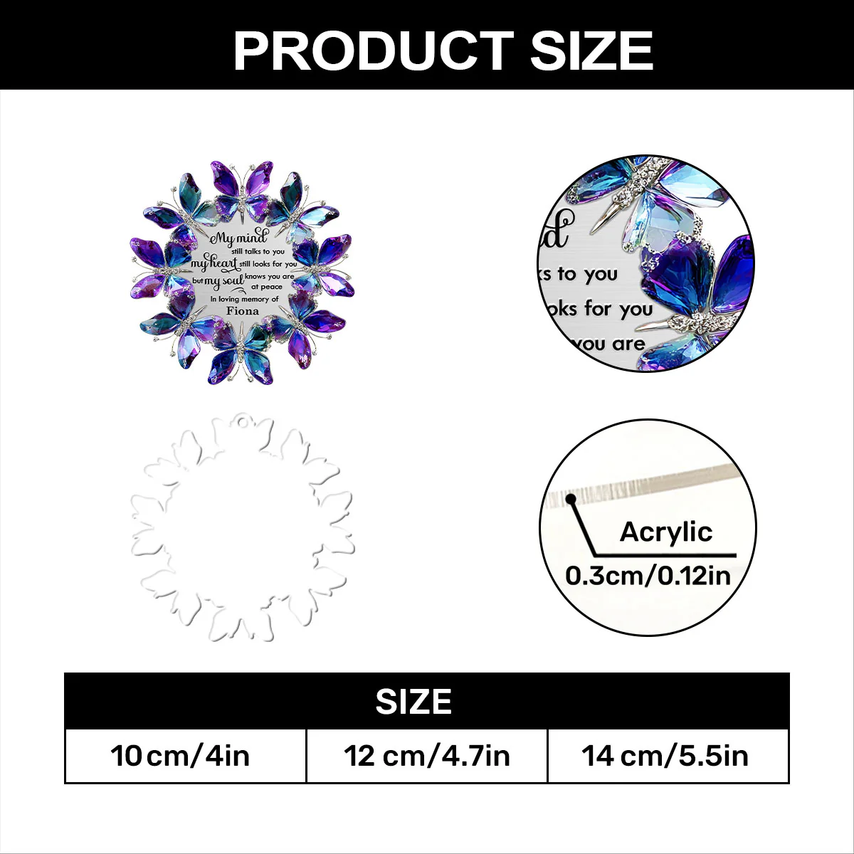 Celestial Butterfly Crown - Personalized 1-Layer Acrylic Ornament - Image 7