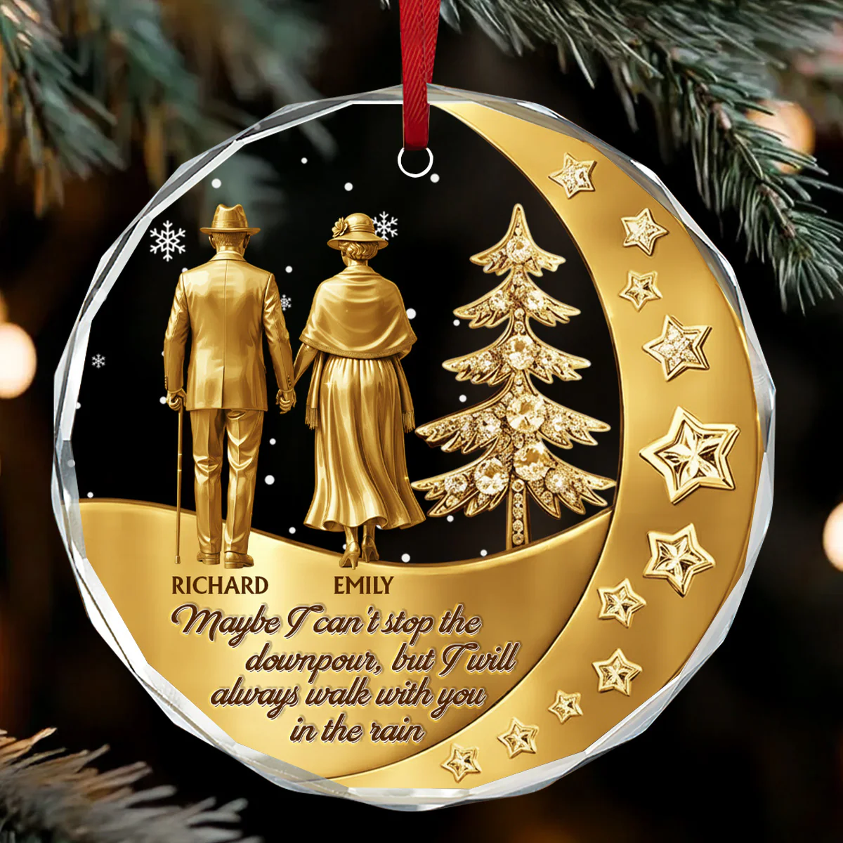 Century Of Love - Personalized Round Shaped Glass Ornament
