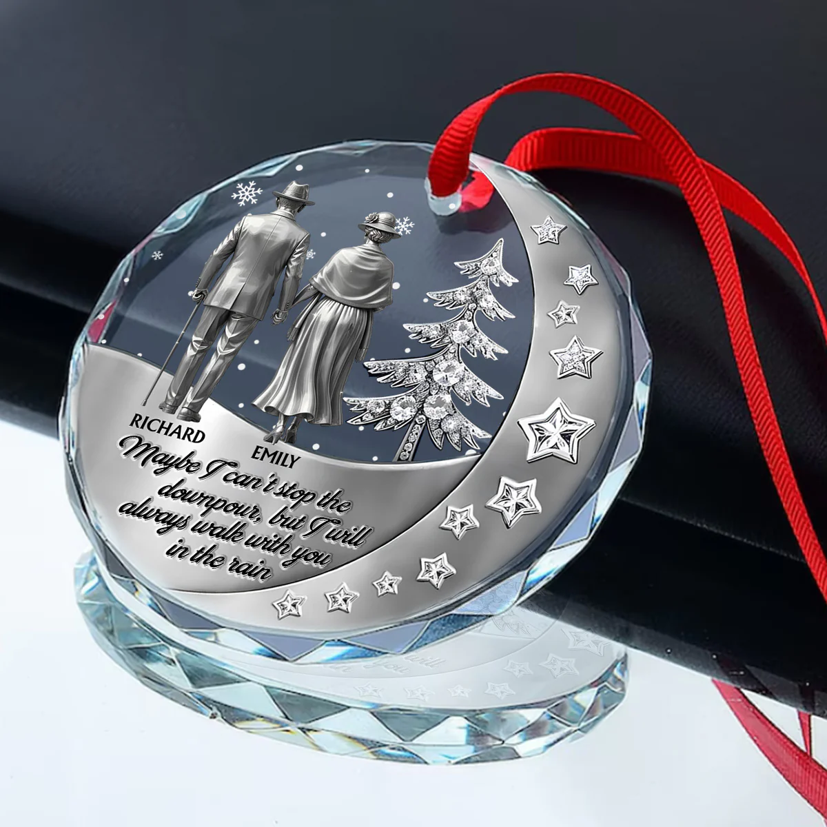 Century Of Love - Personalized Round Shaped Glass Ornament - Image 4