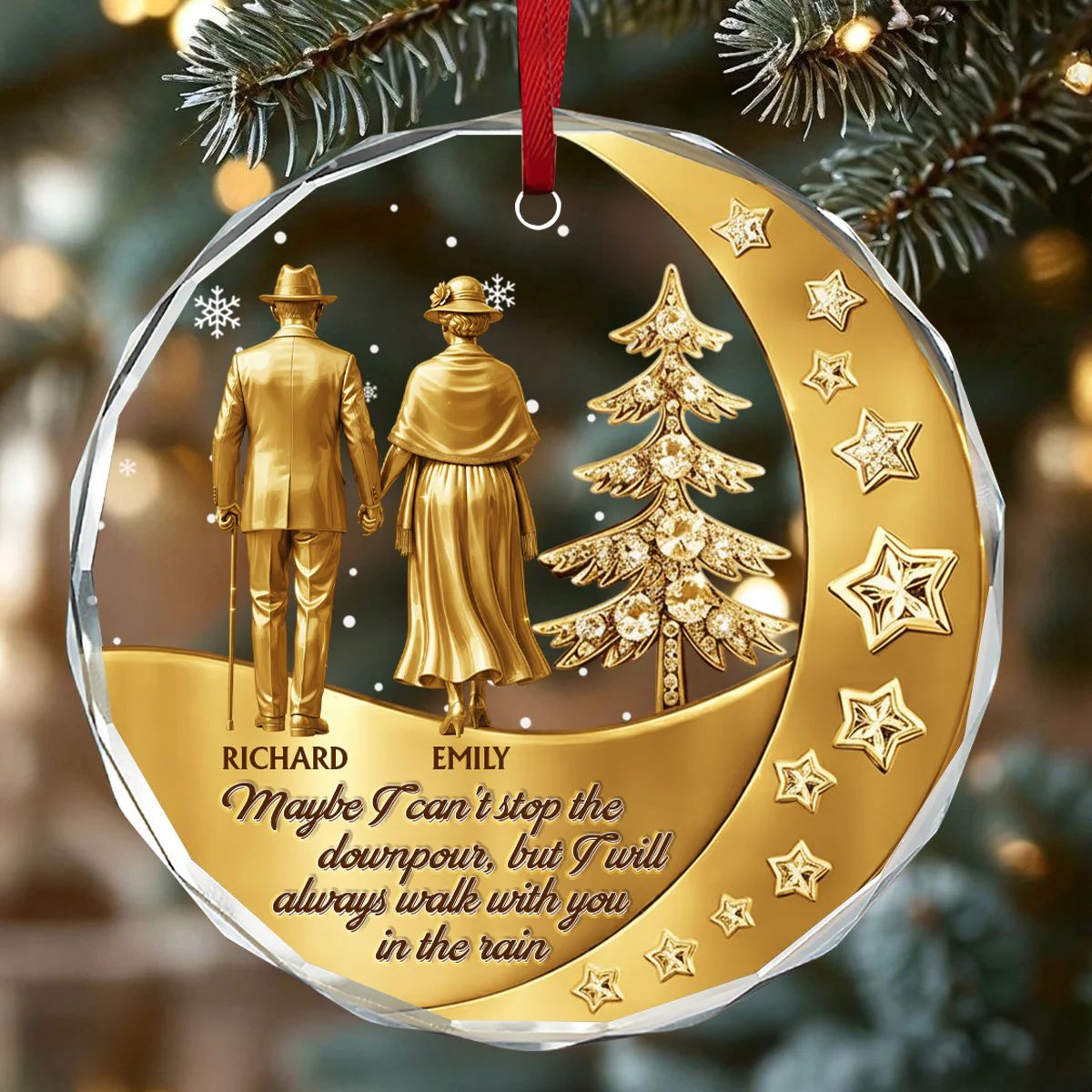 Century Of Love - Personalized Round Shaped Glass Ornament - Image 6