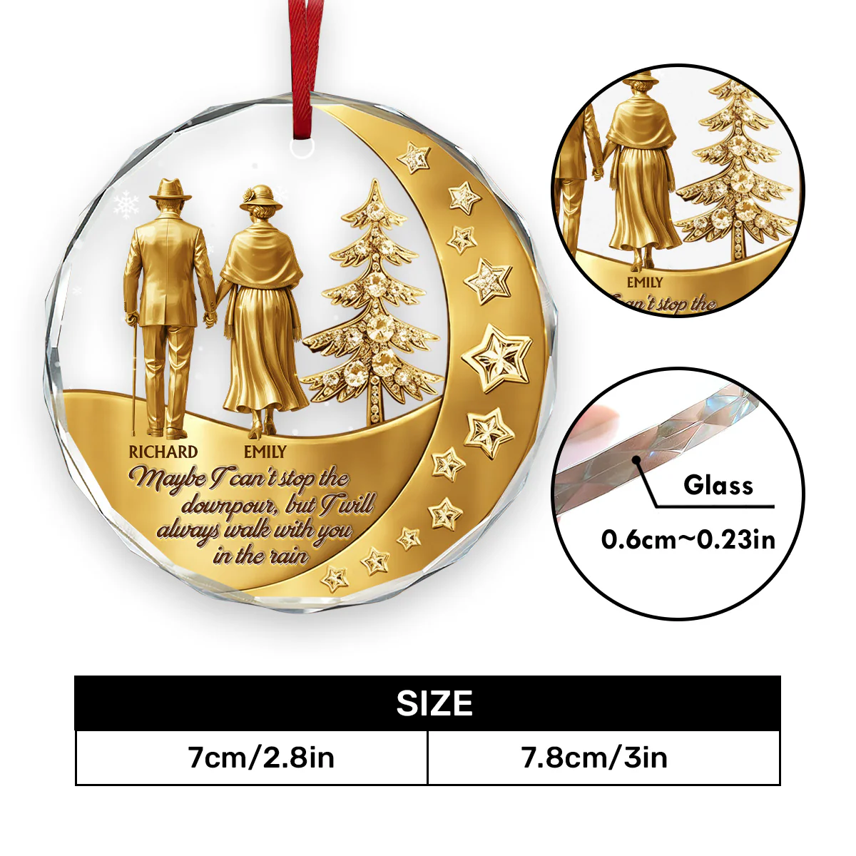 Century Of Love - Personalized Round Shaped Glass Ornament - Image 7